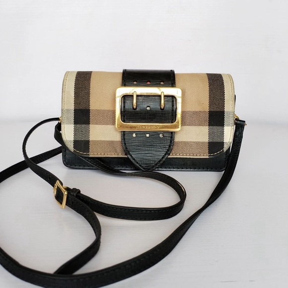 Authentic BURBERRY 
House Check Bridle Calfskin Small Madison Buckle Bag… - Picture 1 of 14